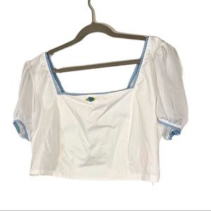 DollsKill Sugar Thrillz French Summer Crop Top White Blue 1x